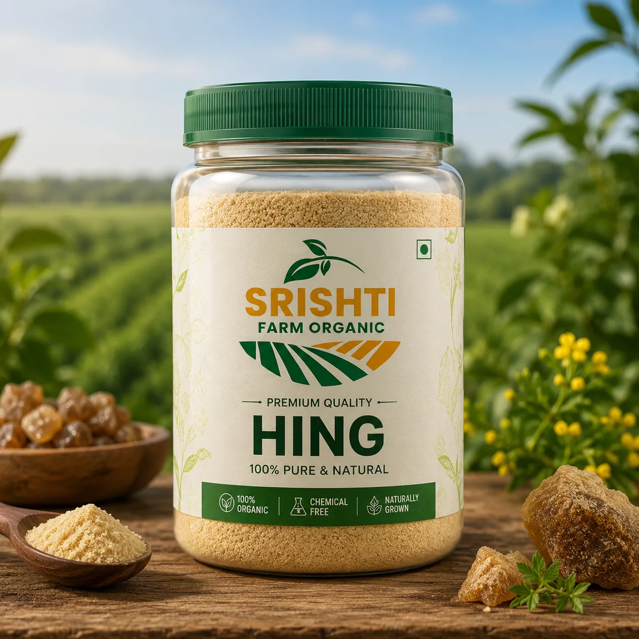 Srishti Farm Organic Hing Powder â€“ Premium Quality Pure Asafoetida for Daily Indian Cooking
