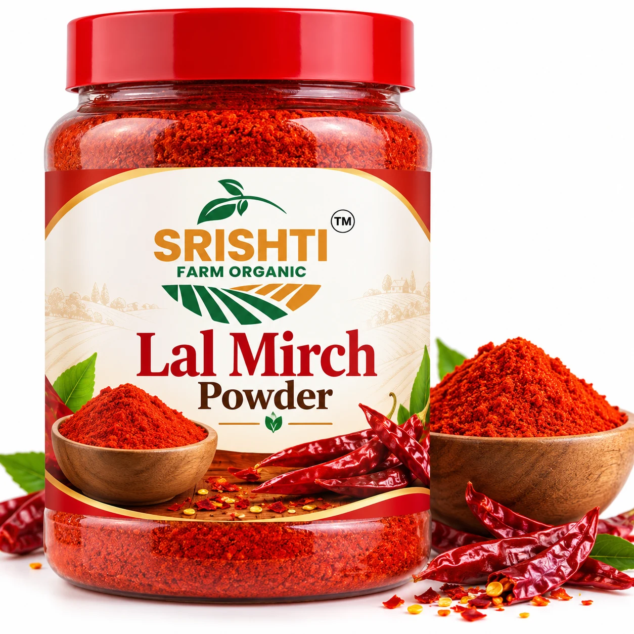 Srishti Farm Organic Lal Mirch Powder â€“ Premium Quality Red Chilli Powder for Spicy Indian Cooking, Curry, Sabzi, Dal and Everyday Use