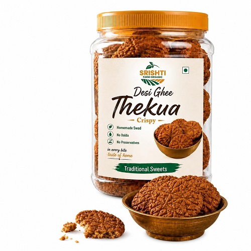 Srishti Farm Organic Desi Ghee Thekua Crispy Traditional Bihari Sweet  Copy Title
