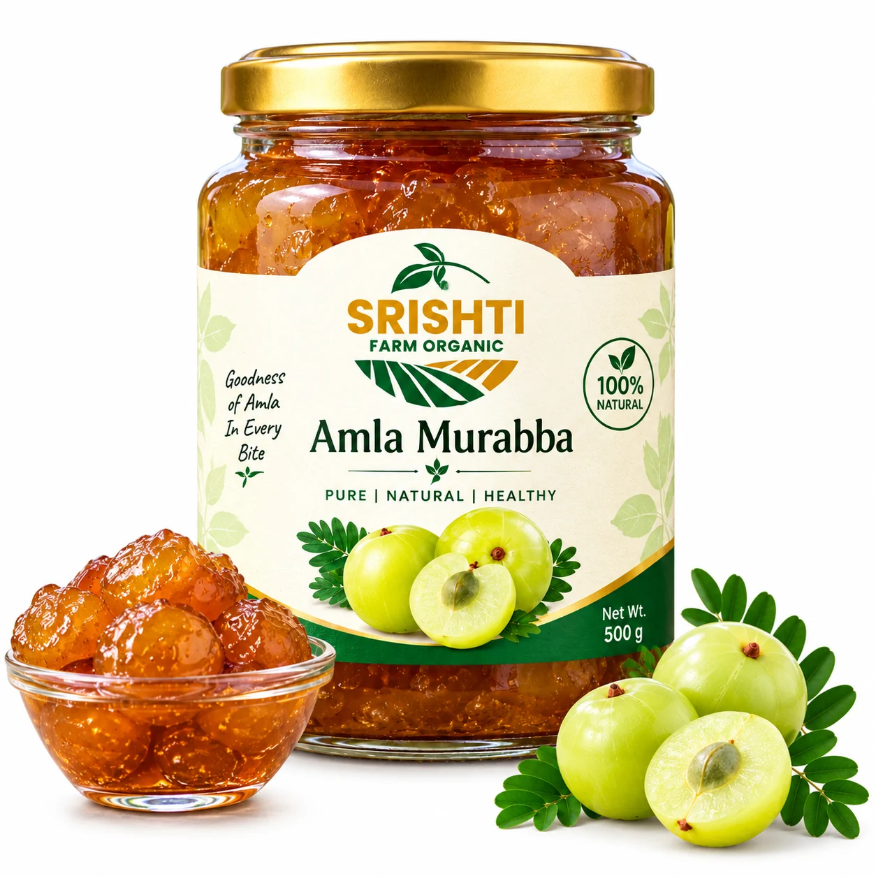Srishti Farm Organic Amla Murabba | Traditional Indian Sweet Amla Preserve