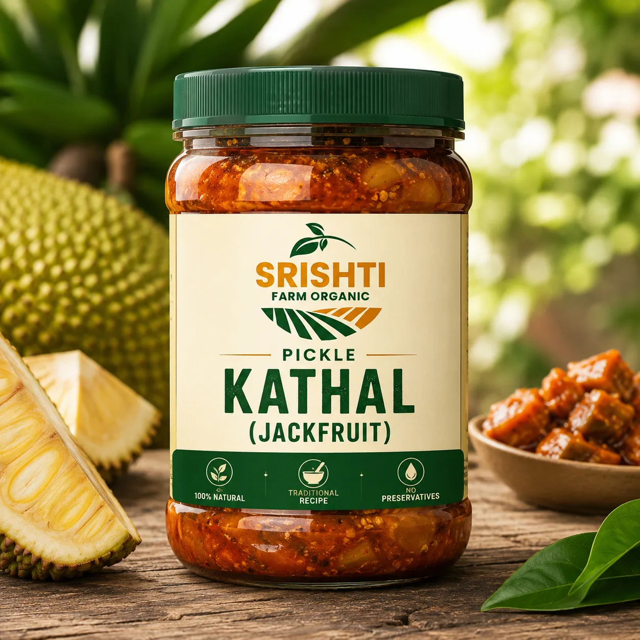 Srishti Farm Organic Kathal Pickle | Traditional Jackfruit Achar | Authentic Indian Spicy Pickle
